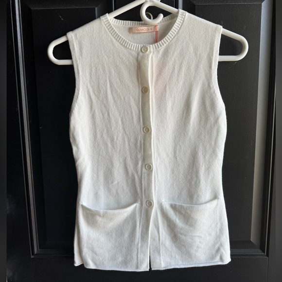 NWT Cinch And Style Sleeveless Button down Sweater-Off White Size Small - Picture 4 of 9